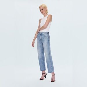 Pistola Lexi Midrise Light Blue Bowed Straight Jeans